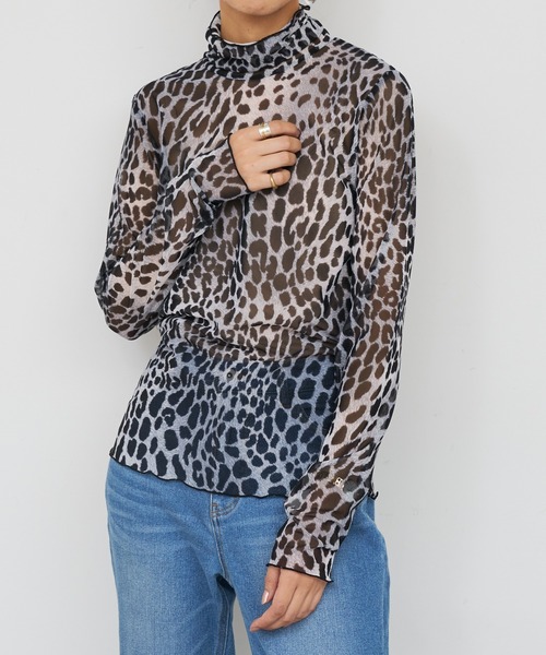 BONbazaar（ボンバザール）の「レオパードプリントハイネック（Tシャツ/カットソー・レディース・ベージュ/グレー・FREE）」の21枚目の写真