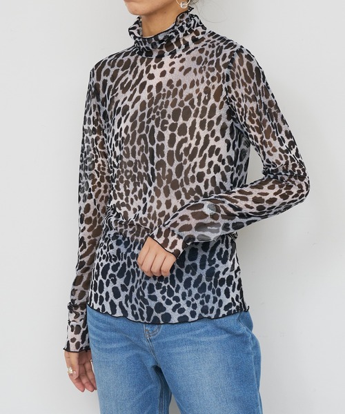 BONbazaar（ボンバザール）の「レオパードプリントハイネック（Tシャツ/カットソー・レディース・ベージュ/グレー・FREE）」の22枚目の写真