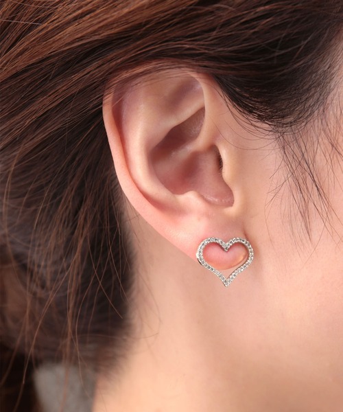 Manon's Selection(マノンズセレクション)の「ストーンハートキャッチピアス(ピアス(両耳用)・レディース・シルバー/ゴールド・ONE SIZE)」の2枚目の写真