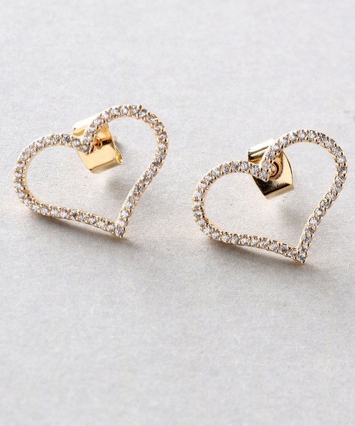 Manon's Selection(マノンズセレクション)の「ストーンハートキャッチピアス(ピアス(両耳用)・レディース・シルバー/ゴールド・ONE SIZE)」の3枚目の写真
