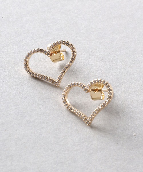 Manon's Selection(マノンズセレクション)の「ストーンハートキャッチピアス(ピアス(両耳用)・レディース・シルバー/ゴールド・ONE SIZE)」の4枚目の写真