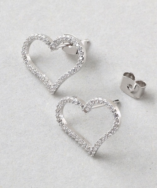Manon's Selection(マノンズセレクション)の「ストーンハートキャッチピアス(ピアス(両耳用)・レディース・シルバー/ゴールド・ONE SIZE)」の6枚目の写真