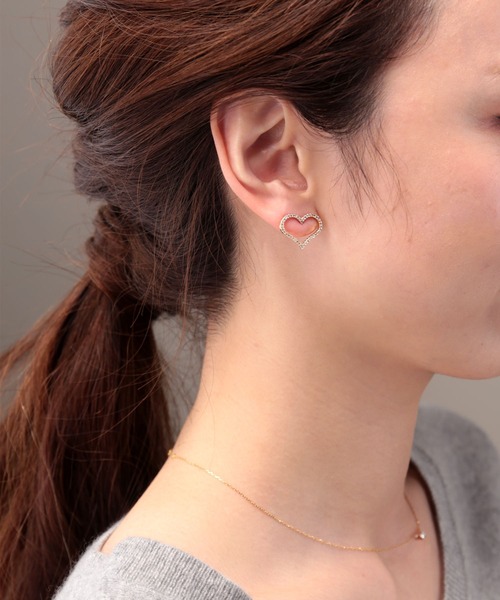 Manon's Selection(マノンズセレクション)の「ストーンハートキャッチピアス(ピアス(両耳用)・レディース・シルバー/ゴールド・ONE SIZE)」の7枚目の写真