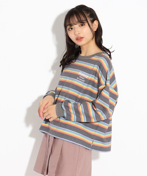 ニコラ掲載商品 マルチボーダートップス