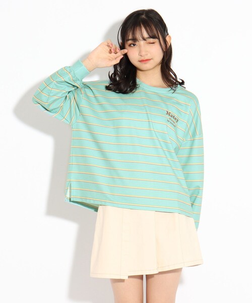 ニコラ掲載商品 マルチボーダートップス