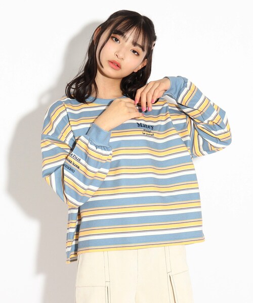 ニコラ掲載商品 マルチボーダートップス