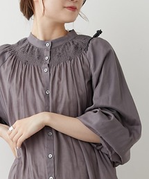 PUAL CE CIN | スモッキング＆花刺繍ワンピース(ワンピース)