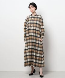 sm2rhythm | チェックバンドカラーシャツワンピース(シャツワンピース)
