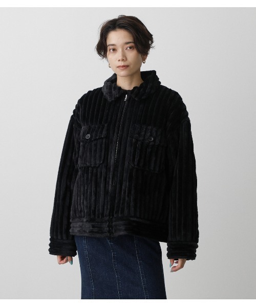 AZUL by moussy(アズールバイマウジー)の「ECO FUR CPO BLOUSON/エコファーCPOブルゾン(ブルゾン・レディース・ブラック/ライトベージュ・MEDIUM/SMALL)」の9枚目の写真