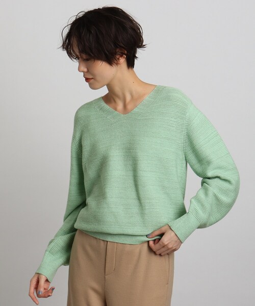 春カラー Web限定カラー 洗える シャイニーラメvネックニット