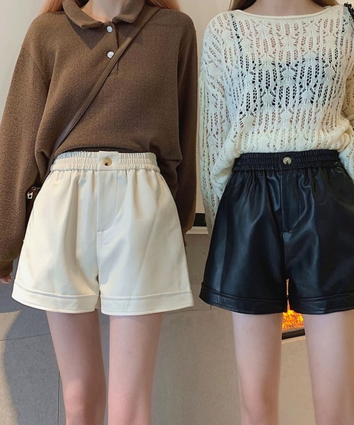 me+em select（ミームセレクト）の「【 4SIZE 】ロールアップ風フェイクレザーショートパンツ（その他パンツ・レディース・ブラウン/アイボリー/グレー/ブラック/ベージュ・X-LARGE/MEDIUM/SMALL/LARGE）」の21枚目の写真