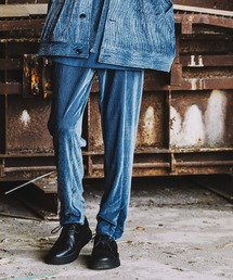 【NO ID.】Velour Washer Front Slit Trousers / ベロア ワッシャー フロント スリット トラウザーズ