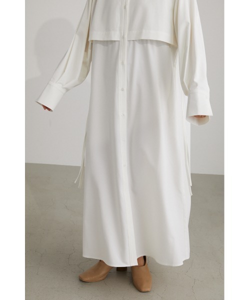 【新品未使用】PINUE フロントギャザーシャツワンピース（WHITE） フロントギャザーシャツワンピース（WHITE） - PINUE
