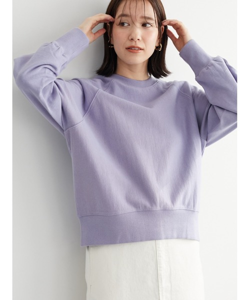 Green　Parks（グリーンパークス）の「ラグランショート丈裏毛プルオーバー＊（スウェット・レディース・ライトグレー/パープル/アイボリー/ミント・FREE）」の4枚目の写真