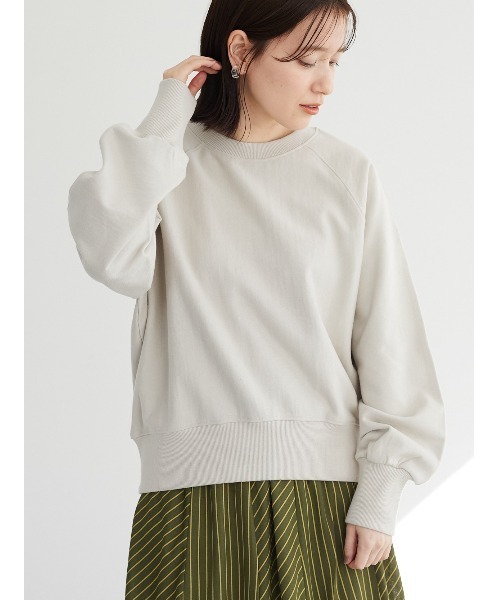 Green　Parks（グリーンパークス）の「ラグランショート丈裏毛プルオーバー＊（スウェット・レディース・ライトグレー/パープル/アイボリー/ミント・FREE）」の6枚目の写真