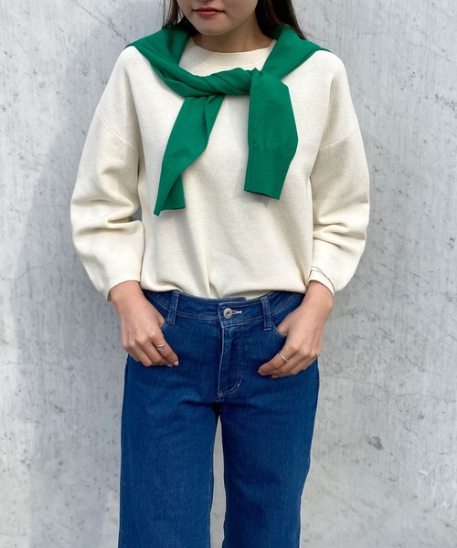 Petit Honfleur(プチオンフルール)の「ミラノリブニットプルオーバー(Tシャツ/カットソー・レディース・アイボリー/グリーン/ネイビー・L/M)」の2枚目の写真