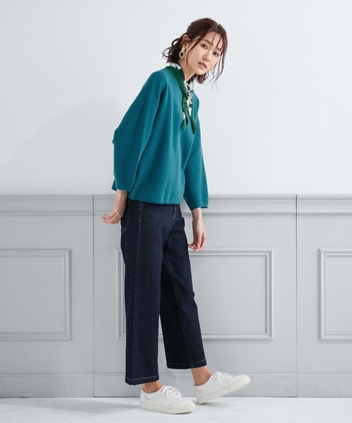 Petit Honfleur(プチオンフルール)の「ミラノリブニットプルオーバー(Tシャツ/カットソー・レディース・アイボリー/グリーン/ネイビー・L/M)」の4枚目の写真