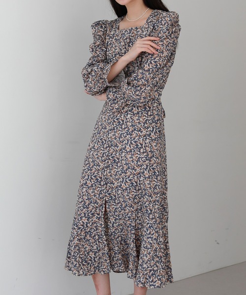 by muni:r(バイ ムニール)の「フェミニンフラワーパフワンピース(ワンピース・レディース・ブルー/ブラック・ONE SIZE)」の13枚目の写真