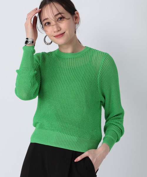 BARNYARDSTORM(バンヤードストーム)の「BARNYARDSTORM / 【WEB限定】畔編みニットシンプルプルオーバー(Tシャツ/カットソー・レディース・ブラック/グリーン/ブルー・FREE)」の2枚目の写真