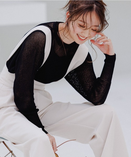 BARNYARDSTORM(バンヤードストーム)の「BARNYARDSTORM / 【WEB限定】畔編みニットシンプルプルオーバー(Tシャツ/カットソー・レディース・ブラック/グリーン/ブルー・FREE)」の1枚目の写真