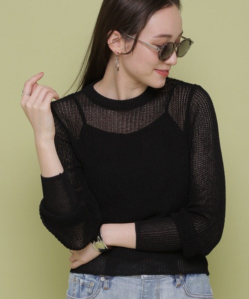 BARNYARDSTORM(バンヤードストーム)の「BARNYARDSTORM / 【WEB限定】畔編みニットシンプルプルオーバー(Tシャツ/カットソー・レディース・ブラック/グリーン/ブルー・FREE)」の11枚目の写真