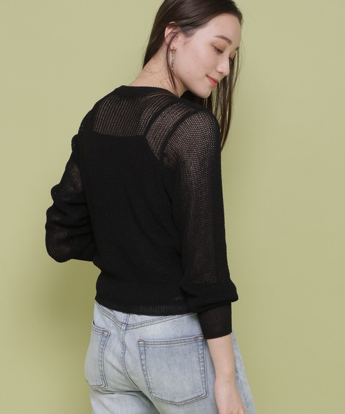 BARNYARDSTORM(バンヤードストーム)の「BARNYARDSTORM / 【WEB限定】畔編みニットシンプルプルオーバー(Tシャツ/カットソー・レディース・ブラック/グリーン/ブルー・FREE)」の6枚目の写真