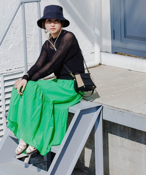 BARNYARDSTORM(バンヤードストーム)の「BARNYARDSTORM / 【WEB限定】畔編みニットシンプルプルオーバー(Tシャツ/カットソー・レディース・ブラック/グリーン/ブルー・FREE)」の4枚目の写真