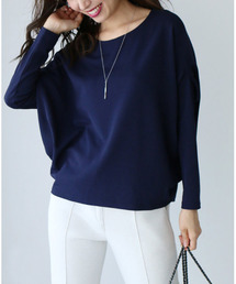 Outil ネイビー/ホワイトストライプ ボートネックカットソー サイズ:2