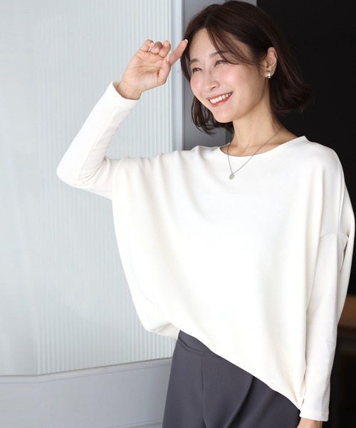 Ehre style(エーレスタイル)の「究極の着痩せ 落ち感ドルマントップス(Tシャツ/カットソー・レディース・ホワイト/ブラック/グレー/カーキ/ネイビー系/ブラウン/チャコールグレー/ホワイト系その他・FREE)」の3枚目の写真