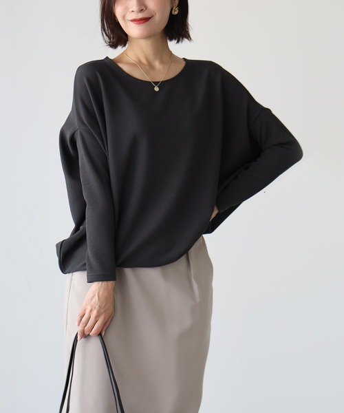 Ehre style(エーレスタイル)の「究極の着痩せ 落ち感ドルマントップス(Tシャツ/カットソー・レディース・ホワイト/ブラック/グレー/カーキ/ネイビー系/ブラウン/チャコールグレー/ホワイト系その他・FREE)」の5枚目の写真