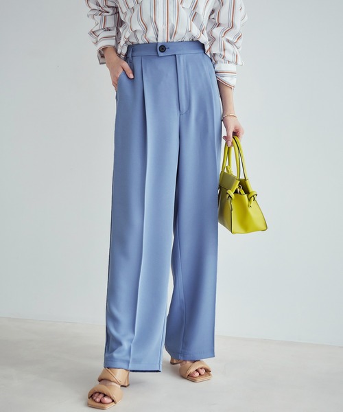 vis-`a-vis（ビサビ）の「【WEB限定】【選べるカラー!コスパ最強パンツ】セミワイドパンツ【洗濯機可】（スラックス・レディース・イエロー/ブラック/グリーン/サックスブルー/ピンク/キナリ・S/L/M/SS）」の4枚目の写真