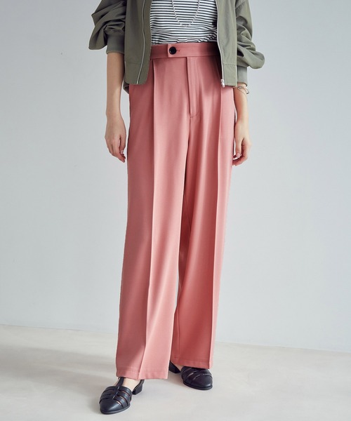 vis-`a-vis（ビサビ）の「【WEB限定】【選べるカラー!コスパ最強パンツ】セミワイドパンツ【洗濯機可】（スラックス・レディース・イエロー/ブラック/グリーン/サックスブルー/ピンク/キナリ・S/L/M/SS）」の6枚目の写真