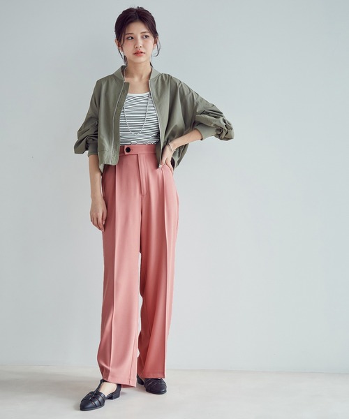 vis-`a-vis（ビサビ）の「【WEB限定】【選べるカラー!コスパ最強パンツ】セミワイドパンツ【洗濯機可】（スラックス・レディース・イエロー/ブラック/グリーン/サックスブルー/ピンク/キナリ・S/L/M/SS）」の11枚目の写真