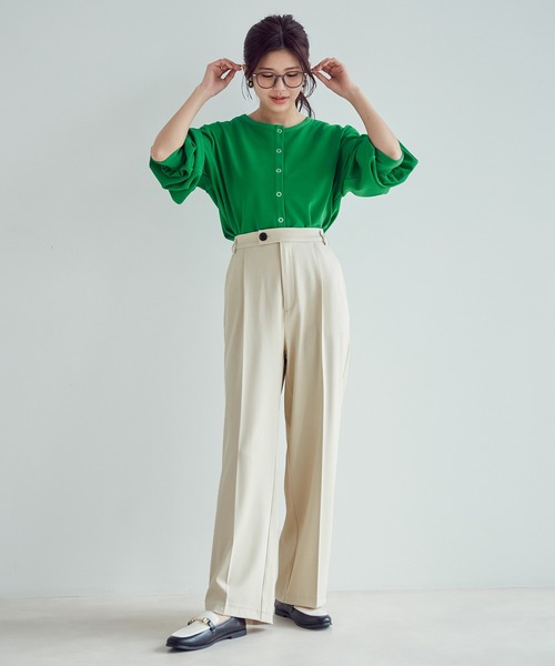 vis-`a-vis（ビサビ）の「【WEB限定】【選べるカラー!コスパ最強パンツ】セミワイドパンツ【洗濯機可】（スラックス・レディース・イエロー/ブラック/グリーン/サックスブルー/ピンク/キナリ・S/L/M/SS）」の14枚目の写真