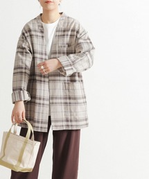 FORK&SPOON | FORK&SPOON　コットンリネンカラーレスジャケット(ノーカラージャケット)