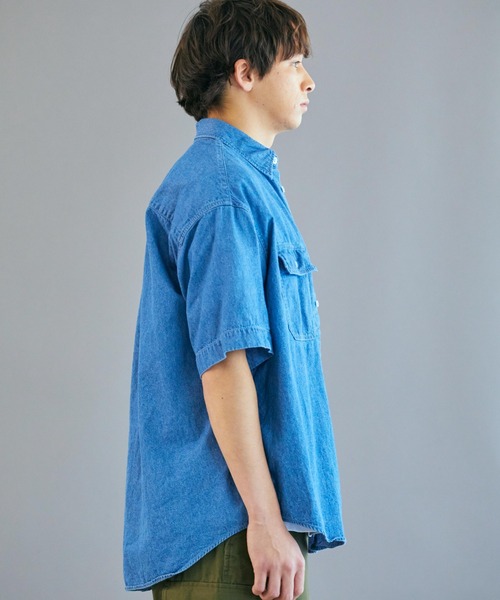 WEGO（ウィゴー）の「WEGO/デニムBIG半袖シャツ（シャツ/ブラウス・メンズ・ライトインディゴブルー・LARGE/MEDIUM/SMALL）」の7枚目の写真