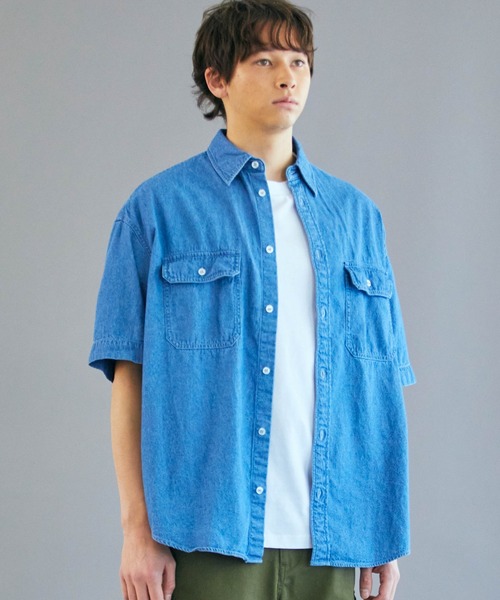 WEGO（ウィゴー）の「WEGO/デニムBIG半袖シャツ（シャツ/ブラウス・メンズ・ライトインディゴブルー・LARGE/MEDIUM/SMALL）」の8枚目の写真
