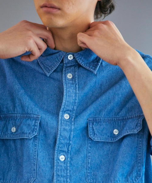 WEGO（ウィゴー）の「WEGO/デニムBIG半袖シャツ（シャツ/ブラウス・メンズ・ライトインディゴブルー・LARGE/MEDIUM/SMALL）」の15枚目の写真
