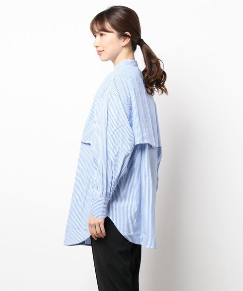Chiaro（キアロ）の「ストライプケープシャツ（シャツ/ブラウス・レディース・ベージュ/ブルー/ネイビー/オレンジ・FREE）」の5枚目の写真