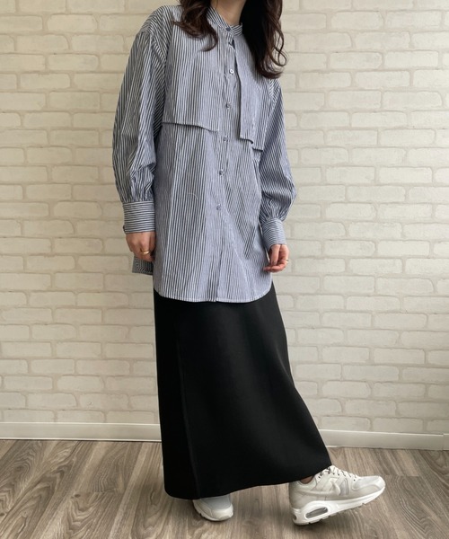 Chiaro（キアロ）の「ストライプケープシャツ（シャツ/ブラウス・レディース・ベージュ/ブルー/ネイビー/オレンジ・FREE）」の8枚目の写真