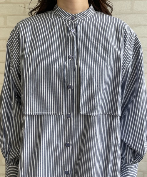 Chiaro（キアロ）の「ストライプケープシャツ（シャツ/ブラウス・レディース・ベージュ/ブルー/ネイビー/オレンジ・FREE）」の12枚目の写真