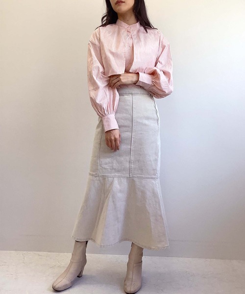 Chiaro（キアロ）の「ストライプケープシャツ（シャツ/ブラウス・レディース・ベージュ/ブルー/ネイビー/オレンジ・FREE）」の21枚目の写真