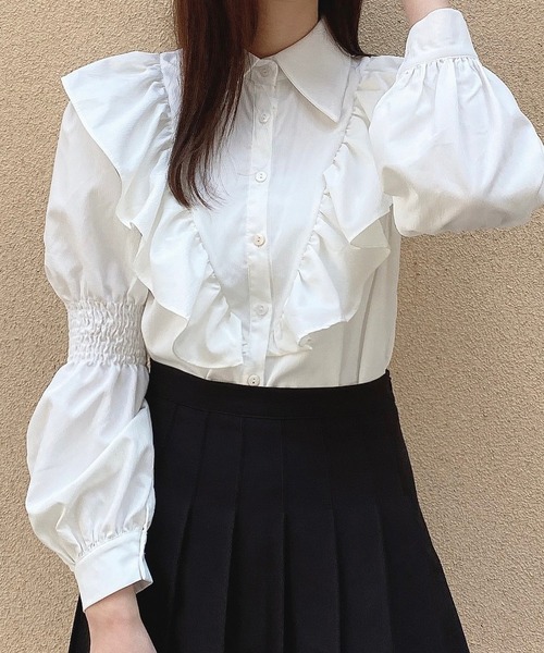 Crea titty&Co. PETIT（クレアティティーアンドコープチ）の「【Crea titty&Co.PETIT】ギャザースリーブブラウス（シャツ/ブラウス・レディース・ホワイト/ブラック・FREE）」の5枚目の写真