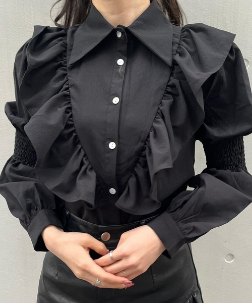 Crea titty&Co. PETIT（クレアティティーアンドコープチ）の「【Crea titty&Co.PETIT】ギャザースリーブブラウス（シャツ/ブラウス・レディース・ホワイト/ブラック・FREE）」の9枚目の写真