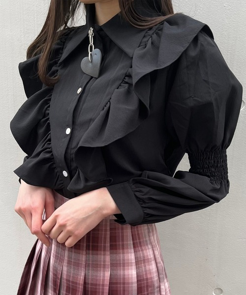 Crea titty&Co. PETIT（クレアティティーアンドコープチ）の「【Crea titty&Co.PETIT】ギャザースリーブブラウス（シャツ/ブラウス・レディース・ホワイト/ブラック・FREE）」の14枚目の写真