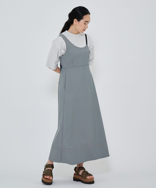 CITY TOKYO（シティトウキョウ）の「カラーステッチキャミワンピ（ワンピース・レディース・ベージュ/グレー・FREE）」の4枚目の写真