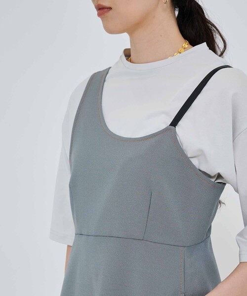 CITY TOKYO（シティトウキョウ）の「カラーステッチキャミワンピ（ワンピース・レディース・ベージュ/グレー・FREE）」の13枚目の写真