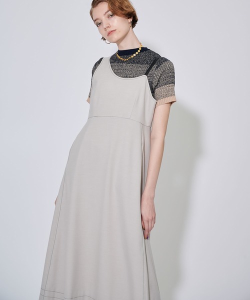 CITY TOKYO（シティトウキョウ）の「カラーステッチキャミワンピ（ワンピース・レディース・ベージュ/グレー・FREE）」の6枚目の写真