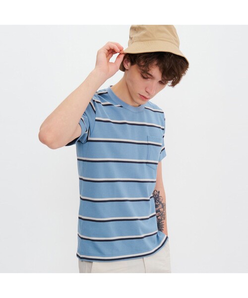 AIGLE(エーグル)の「MIJ マルチボーダー ポケット 半袖Tシャツ(Tシャツ/カットソー・メンズ・ホワイト/ライトブルー/ダークネイビー・M/S/L/LL)」の3枚目の写真