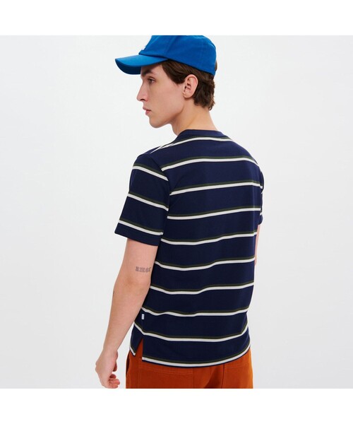 AIGLE(エーグル)の「MIJ マルチボーダー ポケット 半袖Tシャツ(Tシャツ/カットソー・メンズ・ホワイト/ライトブルー/ダークネイビー・M/S/L/LL)」の5枚目の写真